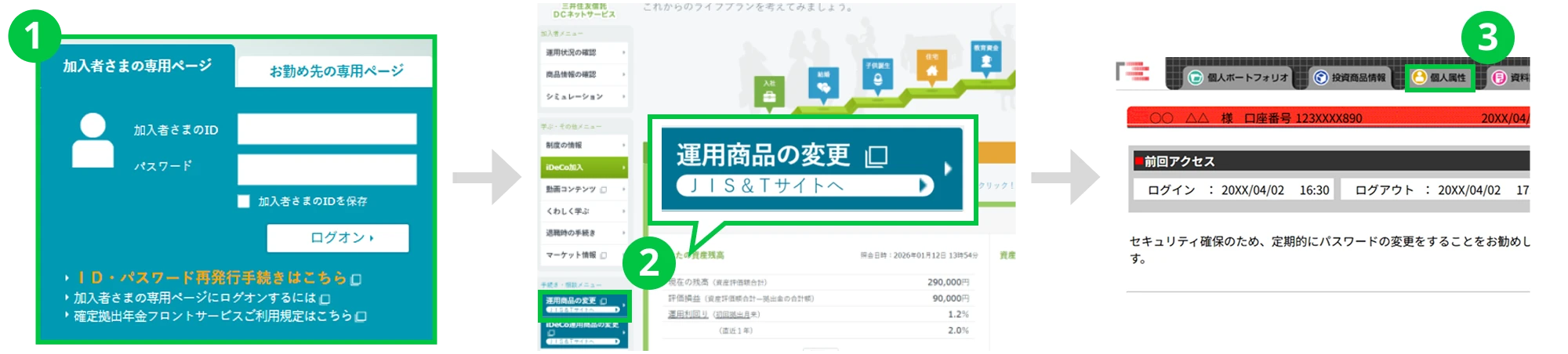 ログインからメインメニューまでの画面